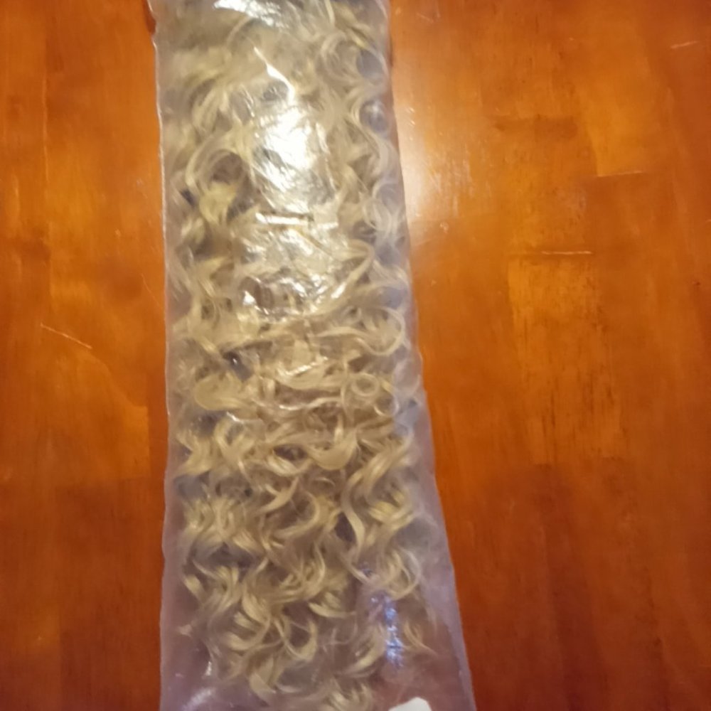 ASH BLONDE w/DARK ROOT CORSCREW LACE FRONT WIG - Picture 2 of 5